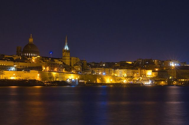Valletta, Malta, at night